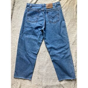 Orange Tab Levi's USA Made 550 Relaxed Baggy Cropped Denim Jeans Cut Off 33x26.5